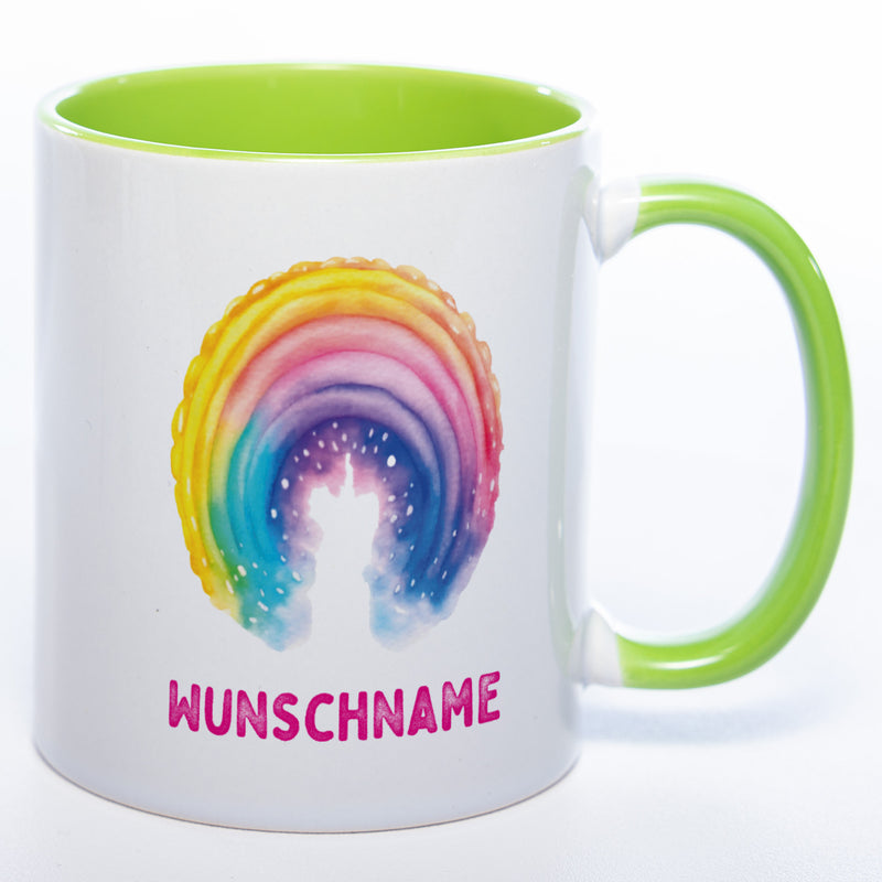 Mug Art Tasse Regenbogen mit Wunschname  - Kaffeetasse StickyWorld Exclusive