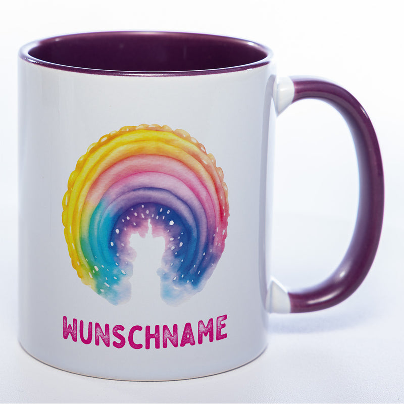 Mug Art Tasse Regenbogen mit Wunschname  - Kaffeetasse StickyWorld Exclusive