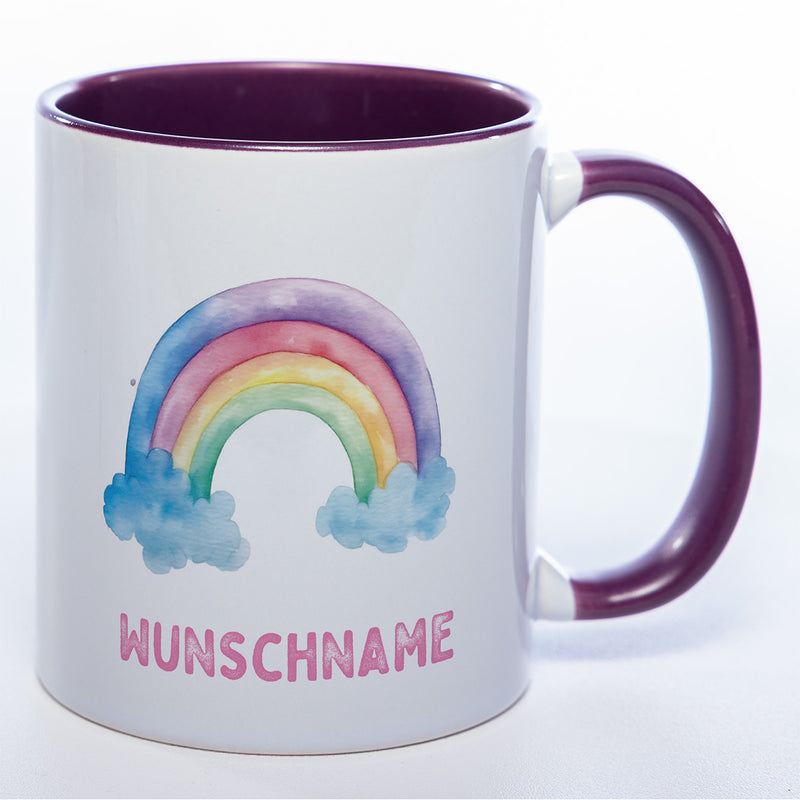 Mug Art Tasse Regenbogen Motiv 3 mit Wunschname  - Kaffeetasse StickyWorld Exclusive