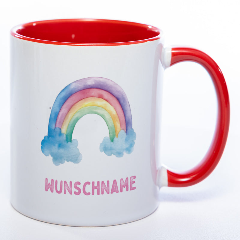 Mug Art Tasse Regenbogen Motiv 3 mit Wunschname  - Kaffeetasse StickyWorld Exclusive