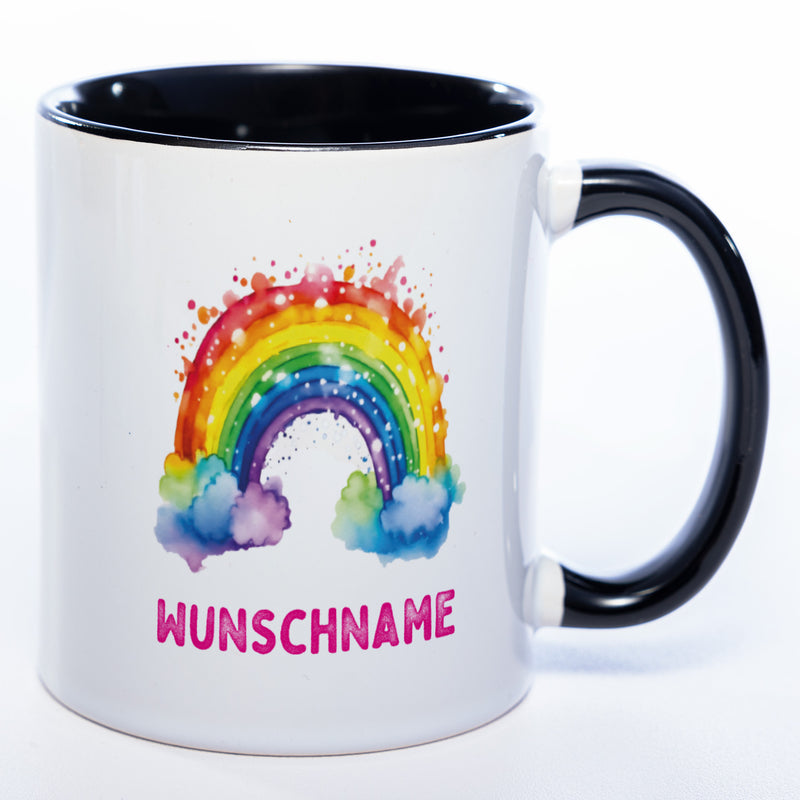 Mug Art Tasse Regenbogen Motiv 4 mit Wunschname  - Kaffeetasse StickyWorld Exclusive