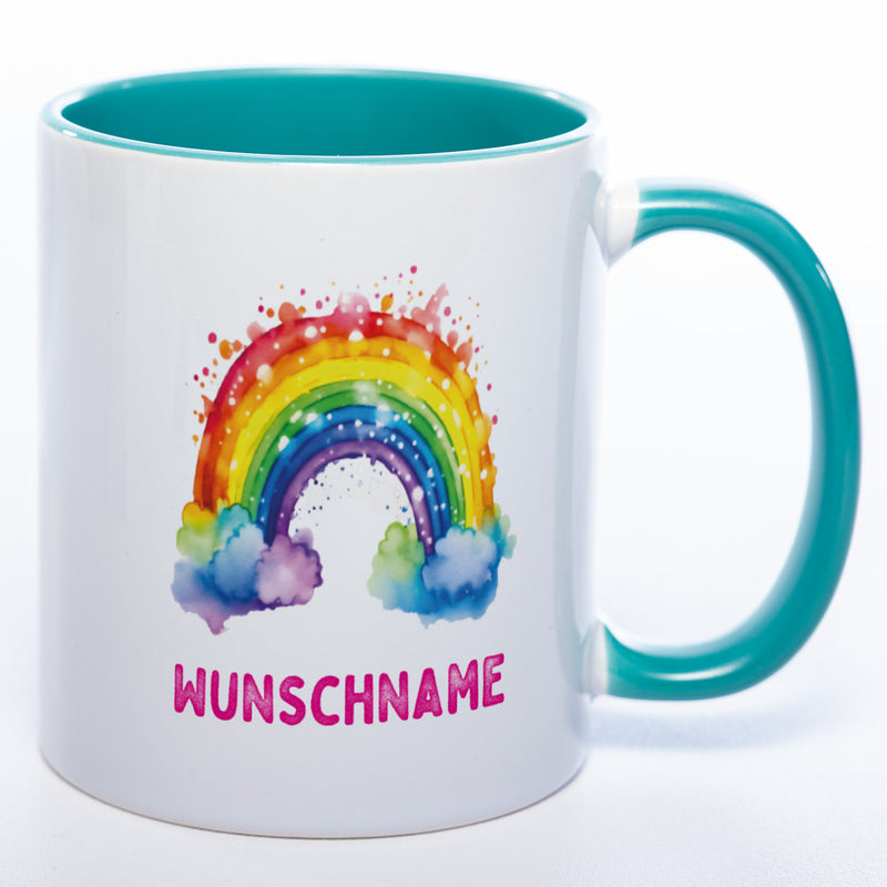 Mug Art Tasse Regenbogen Motiv 4 mit Wunschname  - Kaffeetasse StickyWorld Exclusive