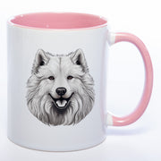 Hundetasse Samoyede 1 mit Wunschname in rosa