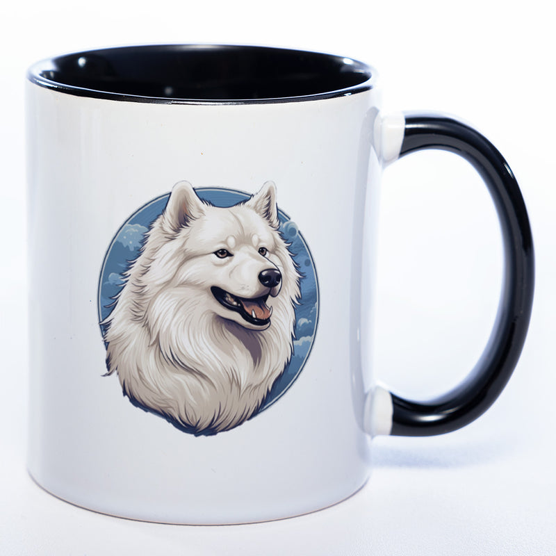 Hundetasse Samoyede mit Wunschname in schwarz