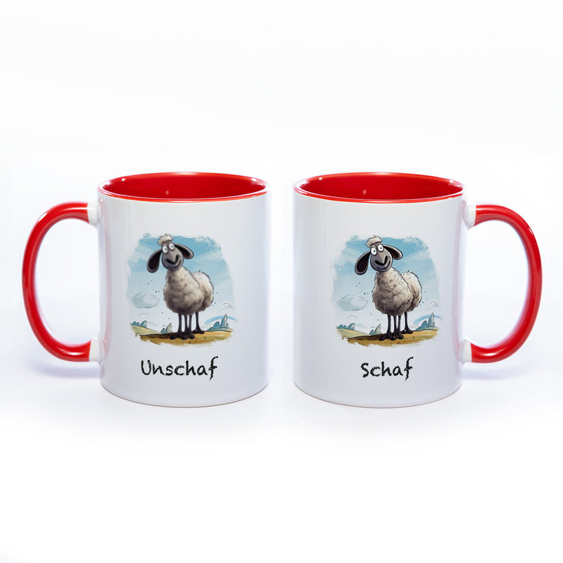 Lustige Motiv - Tasse Schaf Unschaf  - spülmaschinenfest