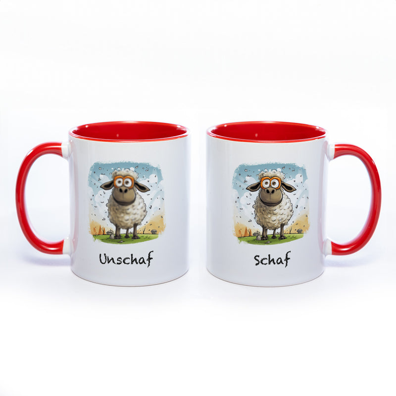 Lustige Motiv - Tasse Schaf Unschaf  - spülmaschinenfest