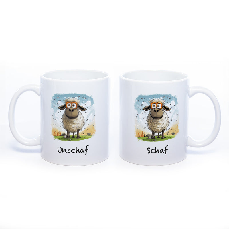 Lustige Motiv - Tasse Schaf Unschaf  - spülmaschinenfest