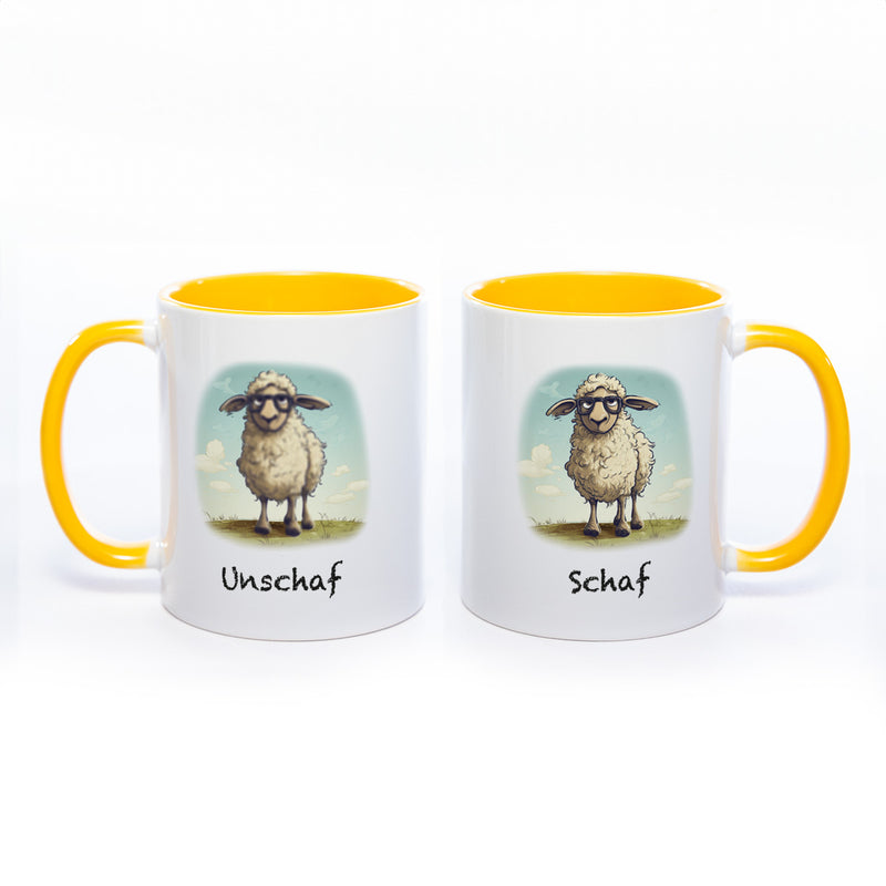 Lustige Motiv - Tasse Schaf Unschaf  - spülmaschinenfest