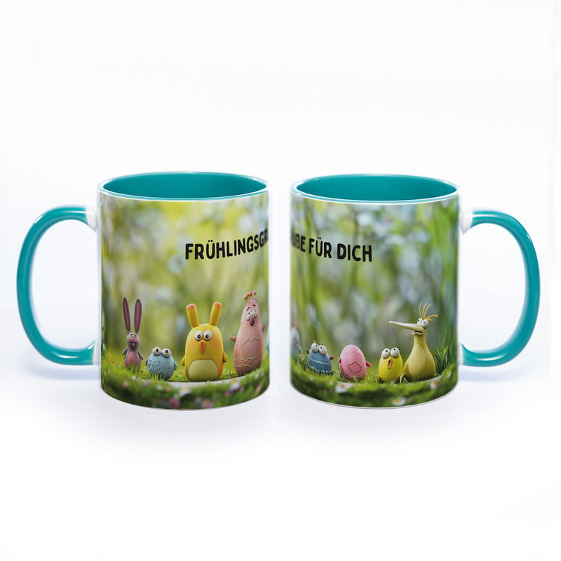 Motiv-Tasse Frühling mit Wunschtext - spülmaschinenfest