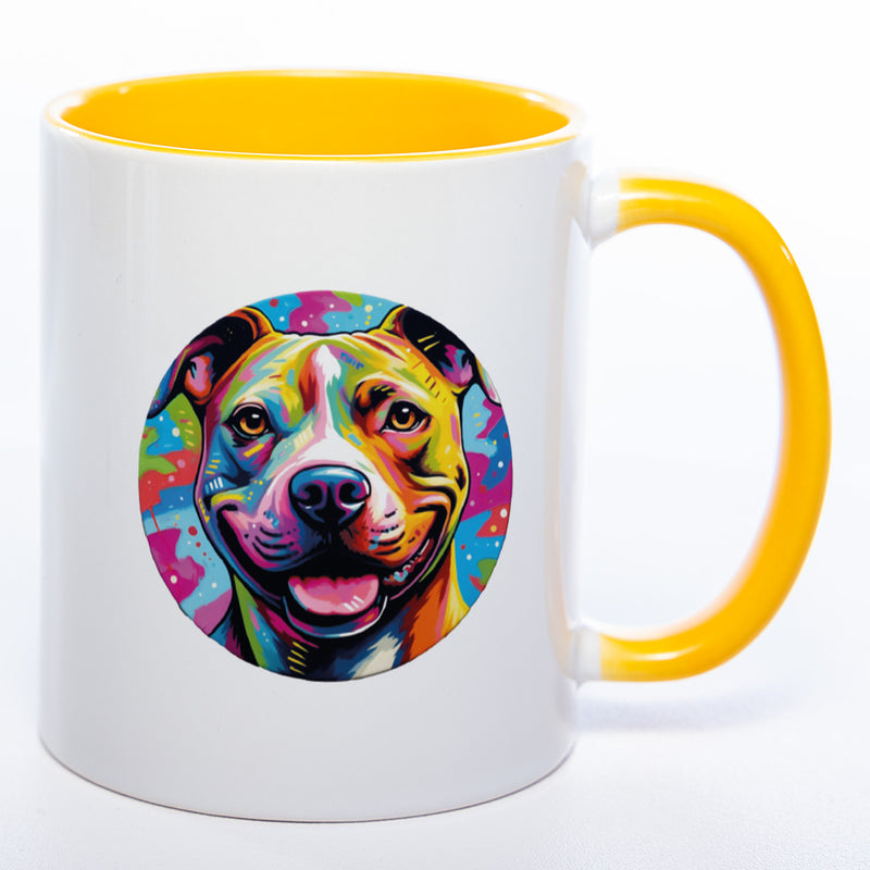 Mug Art Tasse mit Staffordshire Terrier Motiv wahlweise mit NAME - Kaffeetasse StickyWorld Exclusive