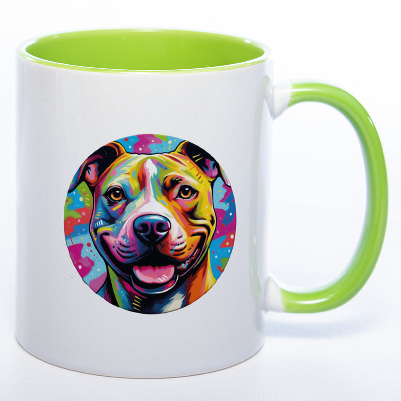 Mug Art Tasse mit Staffordshire Terrier Motiv wahlweise mit NAME - Kaffeetasse StickyWorld Exclusive