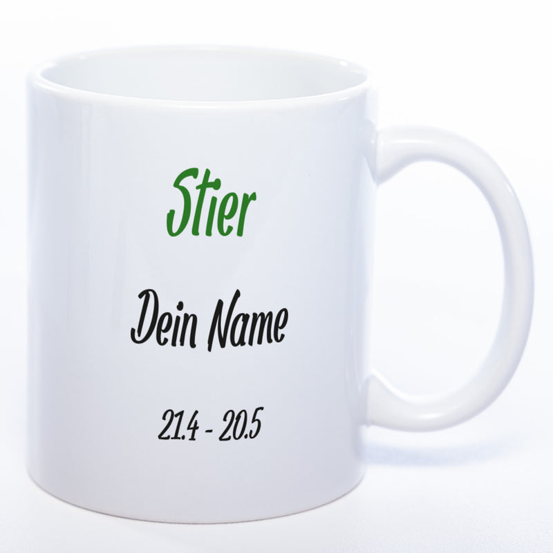 Sternzeichen -Tasse mit Namen und Geburtsdatum - spülmaschinenfest