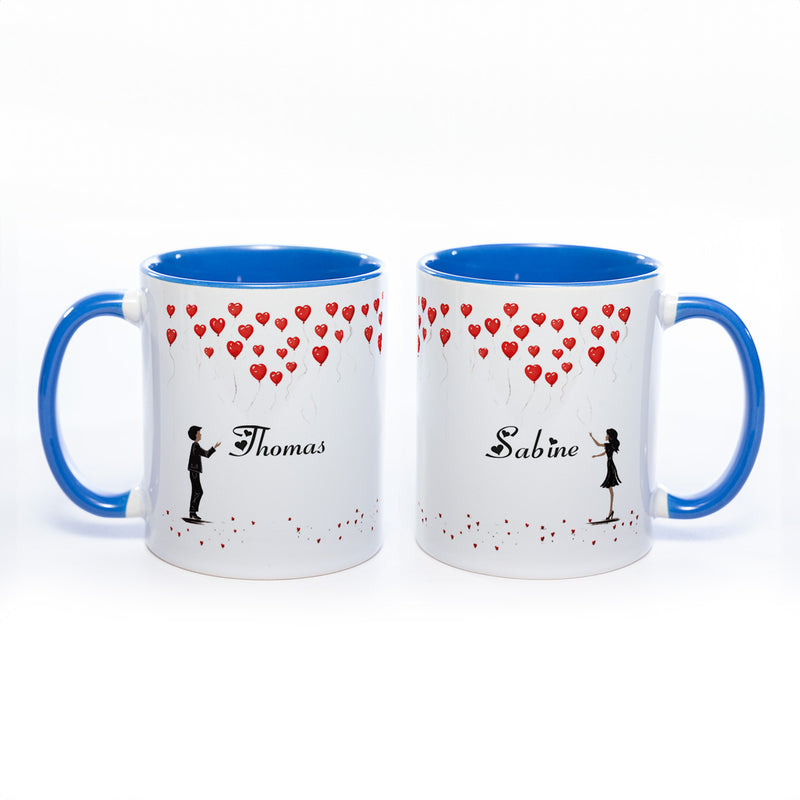 Motiv - Tasse mit Liebespaar und 2 Wunschnamen spülmaschinenfest