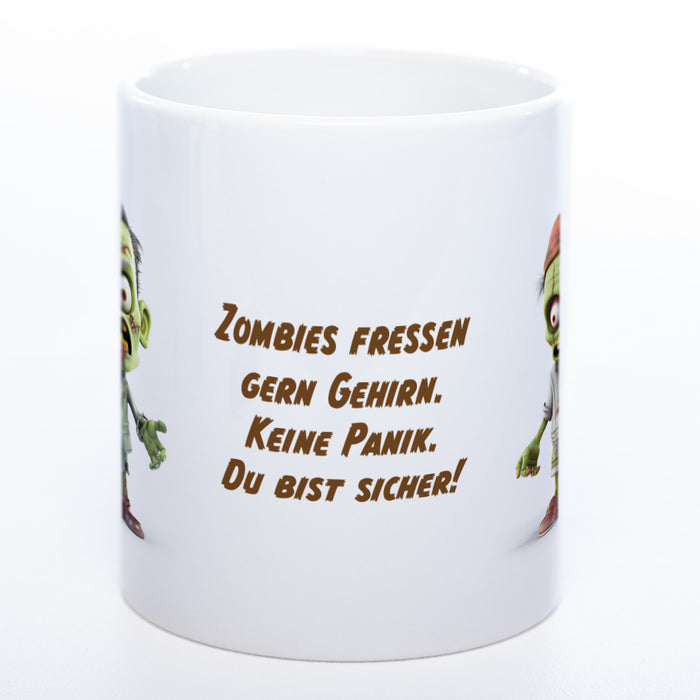 Zombie Tasse "Zombies fressen gern Gehirn..." - exclusive Kaffeetasse spülmaschinenfest