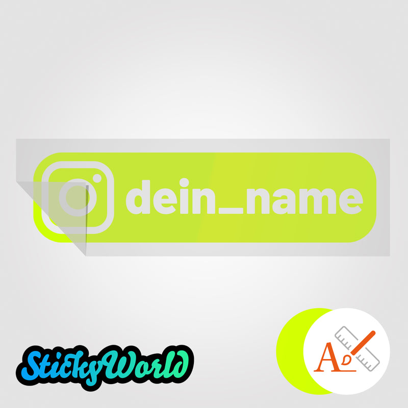 Social Media Sticker mit Deinem Namen im BOLD-Design in Sonderfarben GLITZER, REFLEKTOR, HOLO, GOLD, SILBER, NEON, FARBWECHSEL, MILCHGLAS