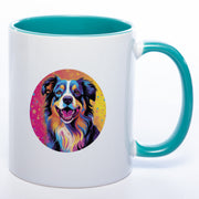 Hundetasse Australian Shepherd 1 mit Wunschname in petrol